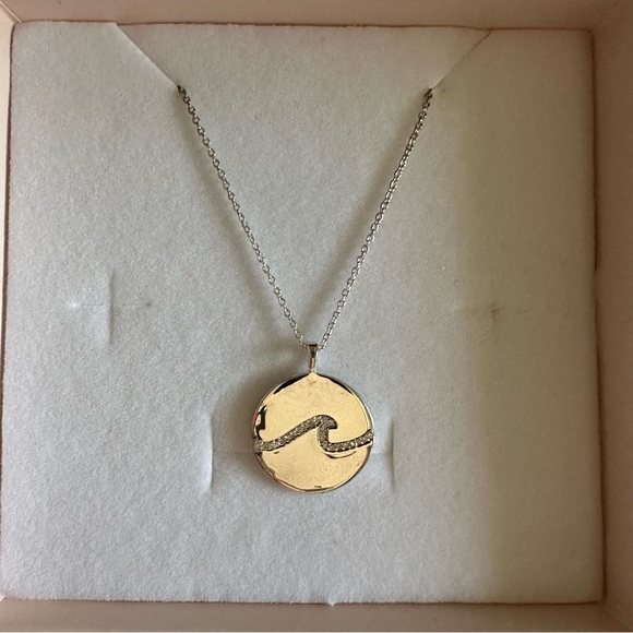 Misha Hawaii Wave Coin Necklace with CZ’s in SILVER. New and never worn. - Picture 4 of 8